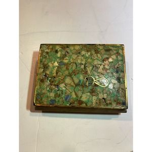 3”x4”Brass and mosaic trinket box Vintage from 1970’s As IS